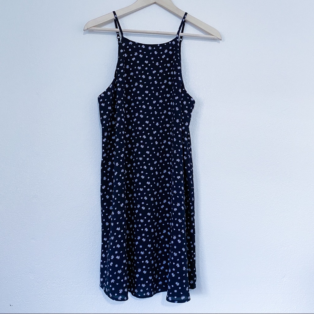Cotton on navy floral high neck slip dress